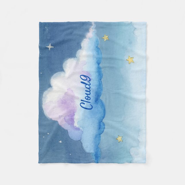 Träumerische Wasserfarbe Cloud 9 Pastell Sternenhi Fleecedecke (Vorderseite)