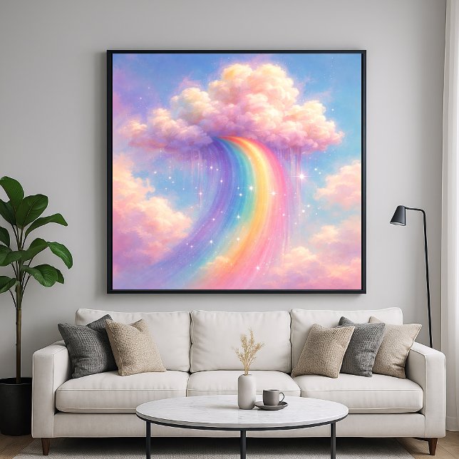 Träumerische Wolken Regenbogen - Pastell-Malstil Poster (Von Creator hochgeladen)