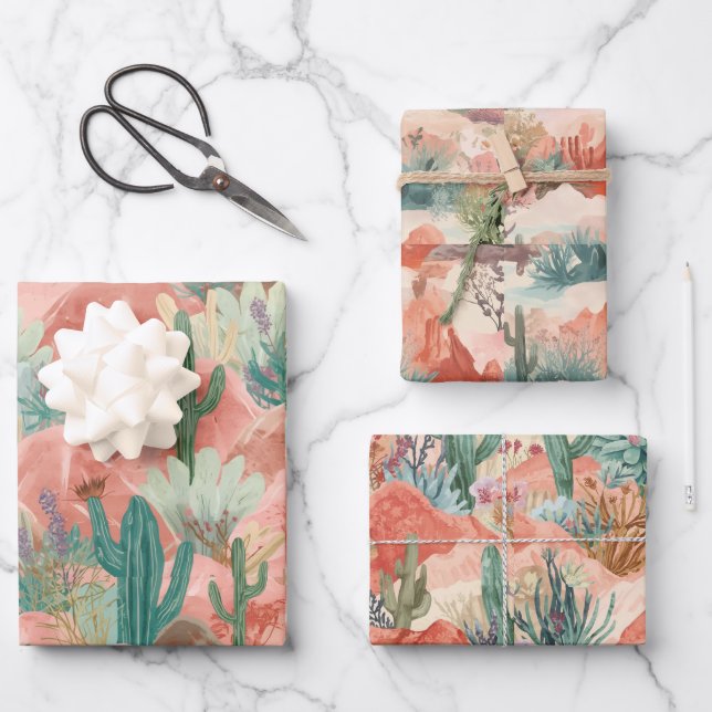 Träumerische Wüstenblüte Abstrakte Collage Geschenkpapier Set (Vorderseite)