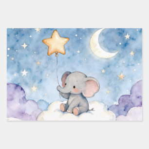 Träumerischer Elefant und Sterne Luxus-Geschenkpap Geschenkpapier Set
