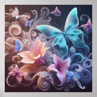 Träumerischer Fantasy-Schmetterling Poster