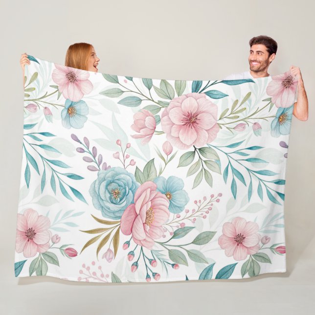 Träumerischer floraler Wasserfarbeneffekt  Fleecedecke (Beispiel)