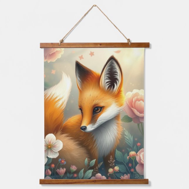 Träumerischer Fuchs  Wandteppich Mit Holzrahmen (Vorderseite)
