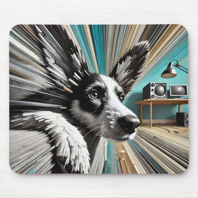 Träumerischer futuristischer Hund Mousepad (Vorne)