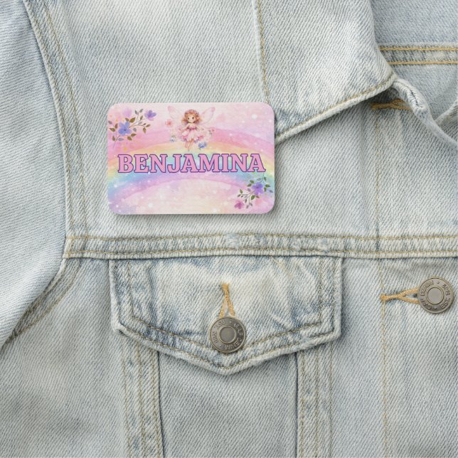 Träumerischer Glitter-Regenbogen Rosa Wolke Funkel Namensschild (Beispiel)