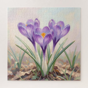 Träumerischer lila Krokus-Frühlingsblüte Puzzle