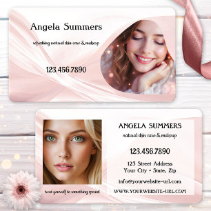 Träumerischer Pinker Naturschönheit-Makeup-Artist Visitenkarte