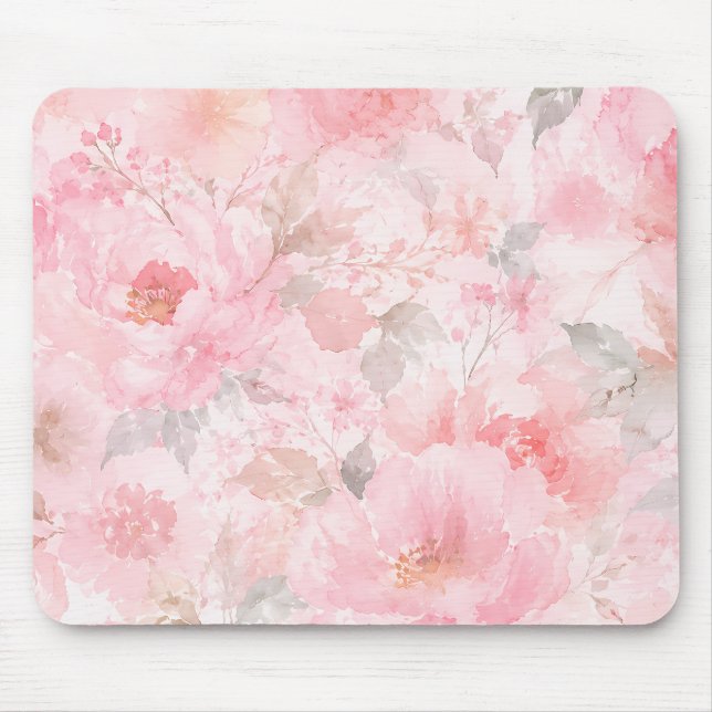 Träumerischer rosa Wasserfarbgarten Mousepad (Vorne)