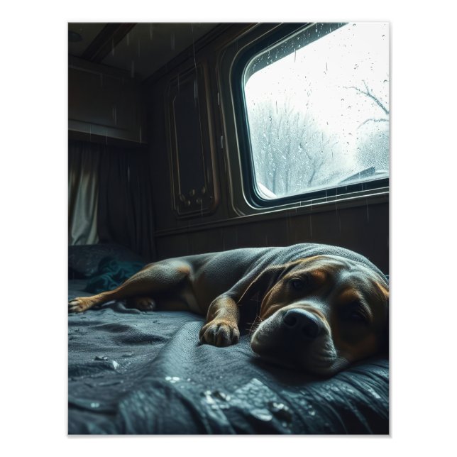 Träumerischer RV-Hundeschlaf Fotodruck (Vorne)