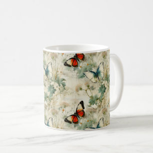 Träumerischer Türkis-Schmetterling-Cottage-Garten- Kaffeetasse