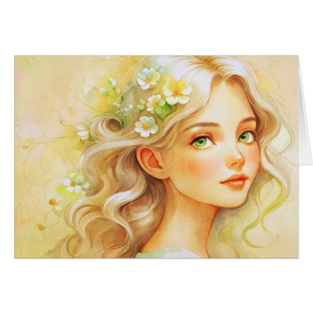 Träumerisches Aquarellportrait  (Vorderseite (Horizontal))