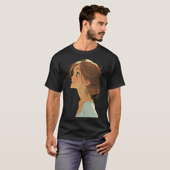 Träumerisches Blondes Mädchen Ästhetik Kunst T-Shirt (Vorne ganz)