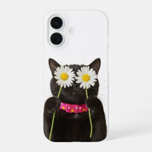 Träumerisches Blumenkatzen-Case iPhone 16 Hülle