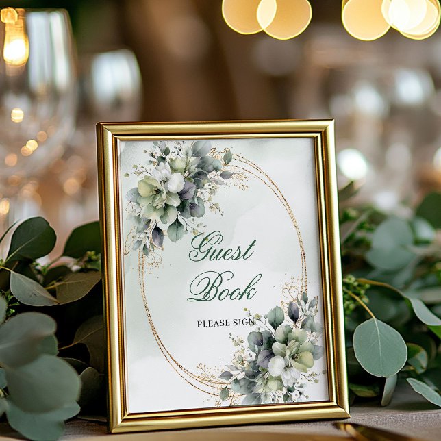 Träumerisches Bohemian-Gästebuch-Tischschild Poster (Dreamy Bohemian Guest Book Tabletop Sign)