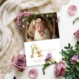 Träumerisches florales A Initial Gold Glitter Neug Ankündigung