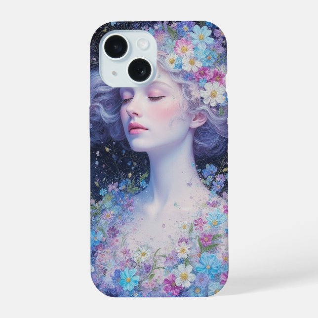 Träumerisches florales Porträt iPhone-Hülle iPhone 15 Hülle (Rückseite)