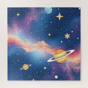 Träumerisches Galaxien-Planeten-Sterne-Muster Puzzle
