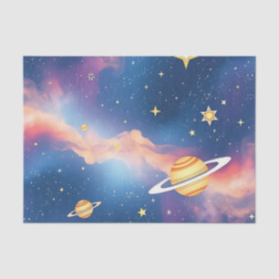 Träumerisches Galaxien-Planeten-Sterne-Muster Seidenpapier