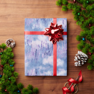 Träumerisches Himmelblau Lavendelfeld Wasserfarben Geschenkpapier