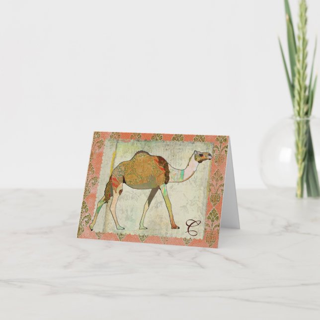 Träumerisches Kamel-Monogramm Notecard (Vorderseite)