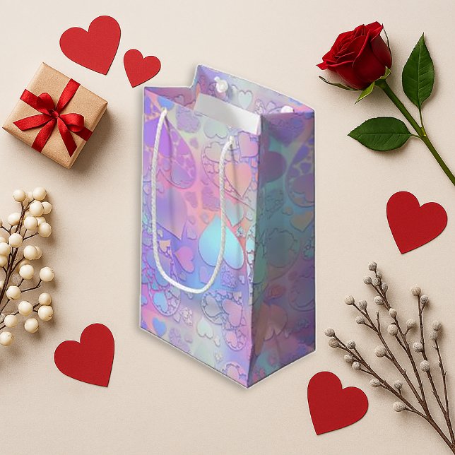 Träumerisches Pastell-Holografisches-Herz-Wolken-M Kleine Geschenktüte (Von Creator hochgeladen)