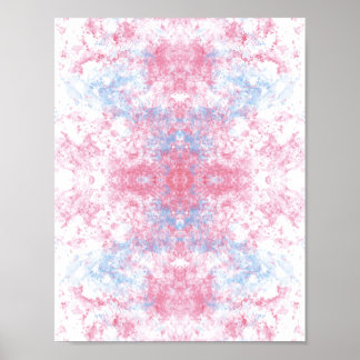 Träumerisches Pastell-Rosa und Blau Wasserfarben-A Poster