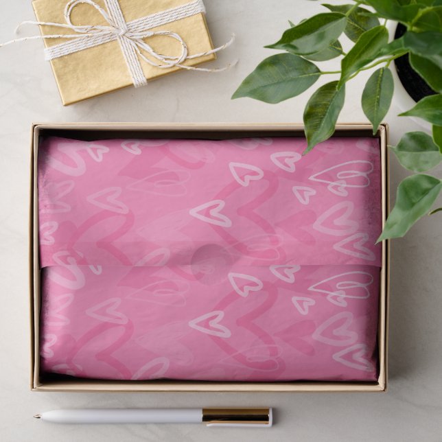 Träumerisches Rosa-Herzen-Muster-Tissue-Papier Seidenpapier (Geschenk)