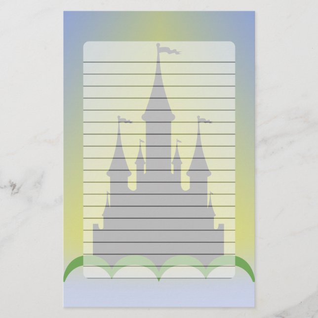 Träumerisches Tagesschloß im Hügel-sonnigen Himmel Briefpapier (Vorderseite)