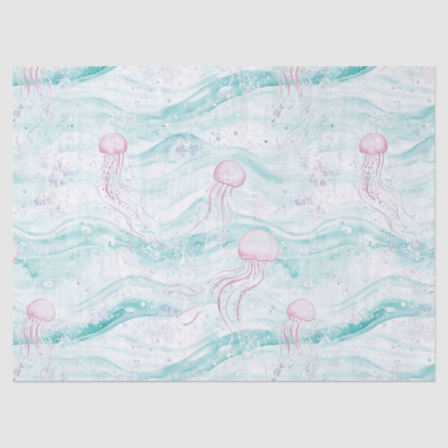 Träumerisches Wasserfarben-Quallen-Ozean-Muster (4 Seidenpapier (Vorderseite)