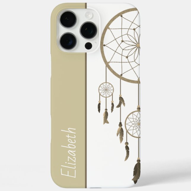 Traumfänger Beige Federn Boho Individueller Name Case-Mate iPhone Hülle (Rückseite)