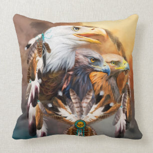 Traumfänger - drei Eagles Kunst-Designer-Kissen Kissen