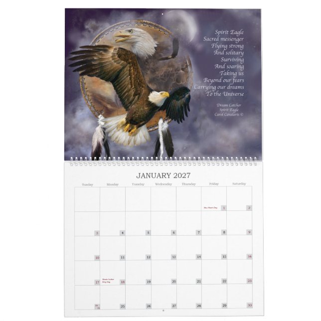Traumfänger-Geist-Tierkunst-Kalender 2015 Kalender (Jan 2027)