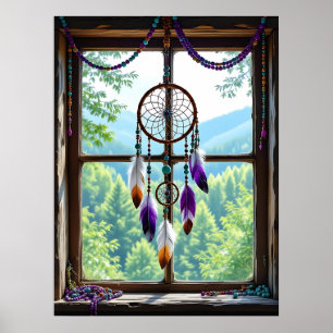 Traumfänger im Fenster   Boho-Kunst Poster