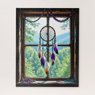 Traumfänger im Fenster   Boho-Kunst Puzzle