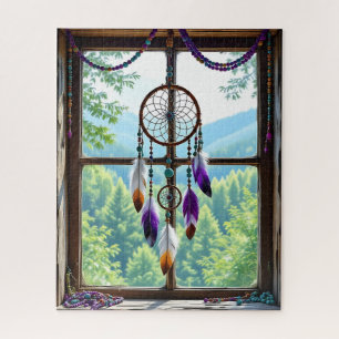 Traumfänger im Fenster   Boho-Kunst Puzzle