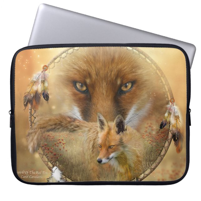 Traumfänger - rote Geistfox-Laptop-Hülse Laptopschutzhülle (Vorderseite)