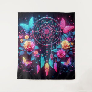 Traumfänger, Schmetterlinge & Rosen Wandteppich