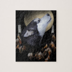 Traumfänger und blauer mit Augen Husky Puzzle