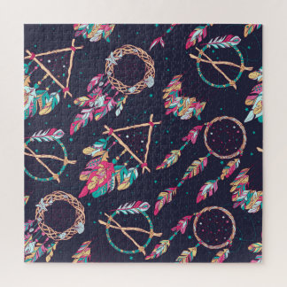 Traumfänger: Vintages, nahtloses Muster. Puzzle