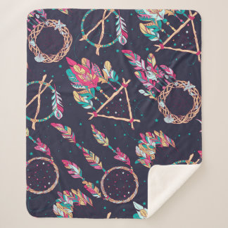 Traumfänger: Vintages, nahtloses Muster. Sherpadecke