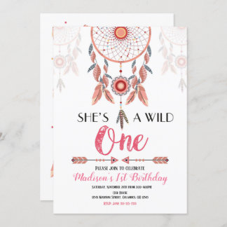 Traumfänger Wild Einladung zum 1. Geburtstag