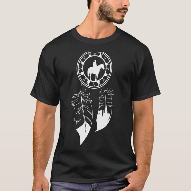 Traumfängerfedern Indischer Pferdereiter T-Shirt (Vorderseite)