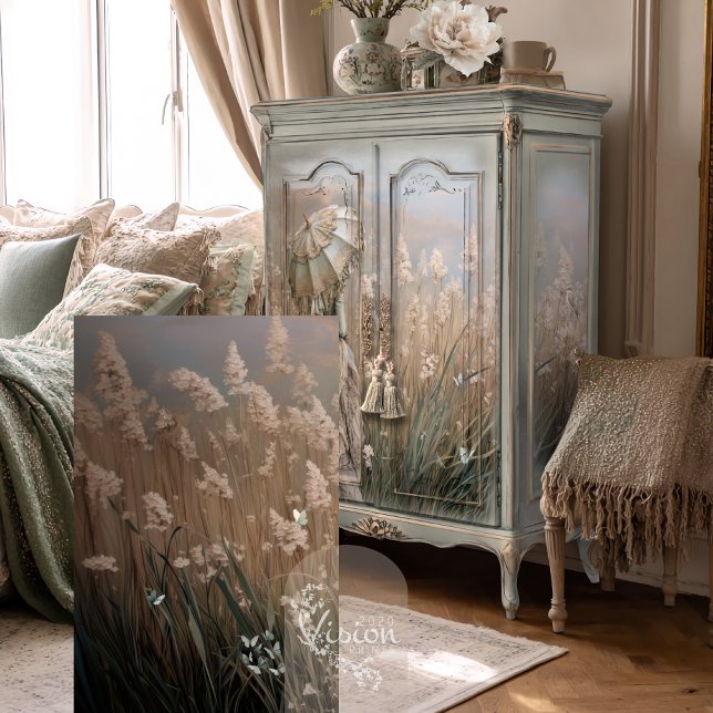 Traumfelder, Pampasgras und Schmetterlinge Seidenpapier (Field of Dreams, Pampas Grass,  and Butterflies, Decoupage Tissue Paper.)