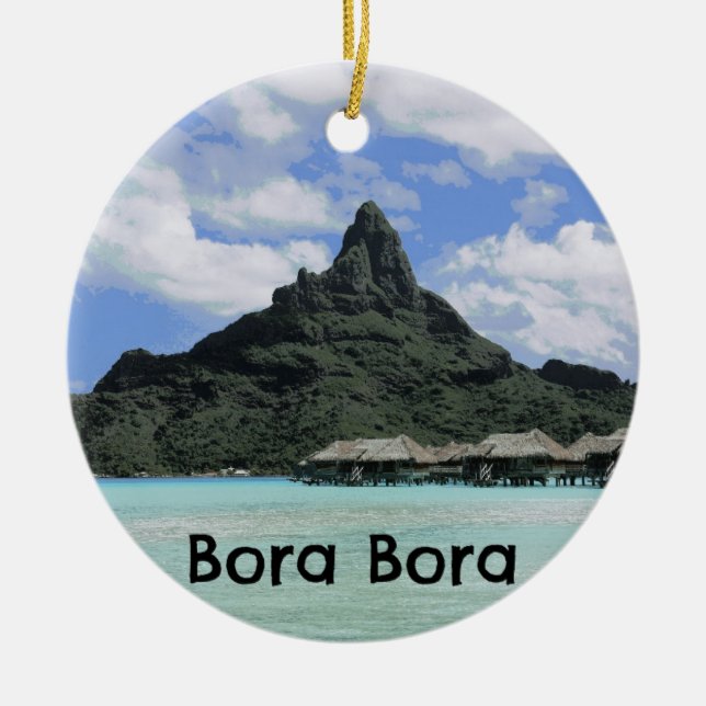 Traumferien Bora Bora Tahiti Atoll-Bildung Keramik Ornament (Vorne)