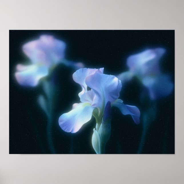 Traumhaft blaue Iris-Blumen-Wandkunstposter Poster (Vorne)