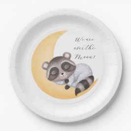 Traumhaft über der Moon Raccoon Baby Dusche Pappteller