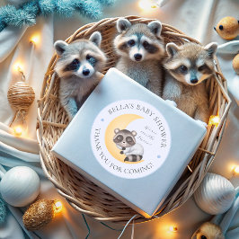 Traumhaft über der Moon Raccoon Baby Dusche Runder Aufkleber