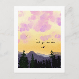 Traumhafte Aquarell-Postkarte "Wünschte, du wärst Postkarte