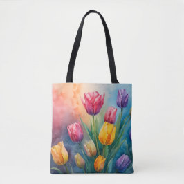 Traumhafte Aquarelltulips Tote Tasche