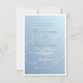 Traumhafte blaue Aquarell-Blumenhochzeits-Einladun Einladung